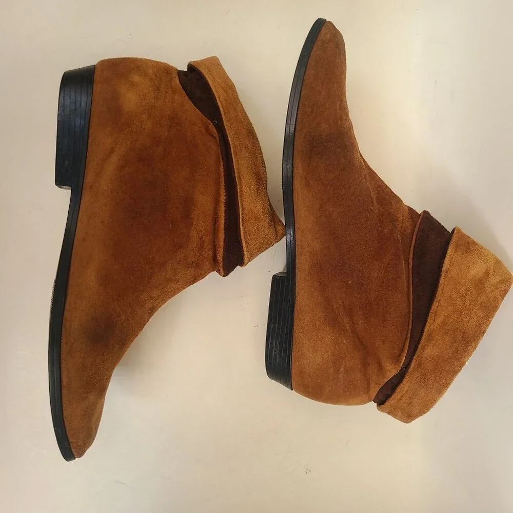 Vtg 80s 90s Impo Brown Ankle Slouch Boots 8 Boho Retro Robin Hood - Picture 5 of 16